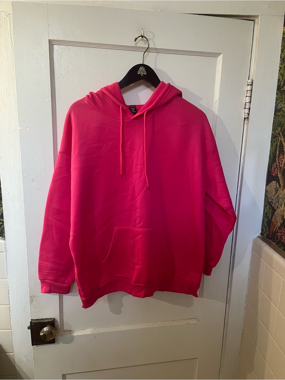 SHEIN Curve Hot Pink Oversized Hoodie Sweatshirt Women's Size 1XL EUC
